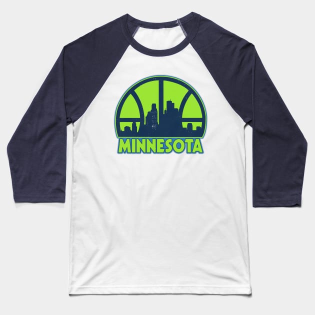 Minnesota Basketball Skyline Baseball T-Shirt by darklordpug